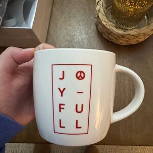 Starbucks Joyful White Mug with Red Design